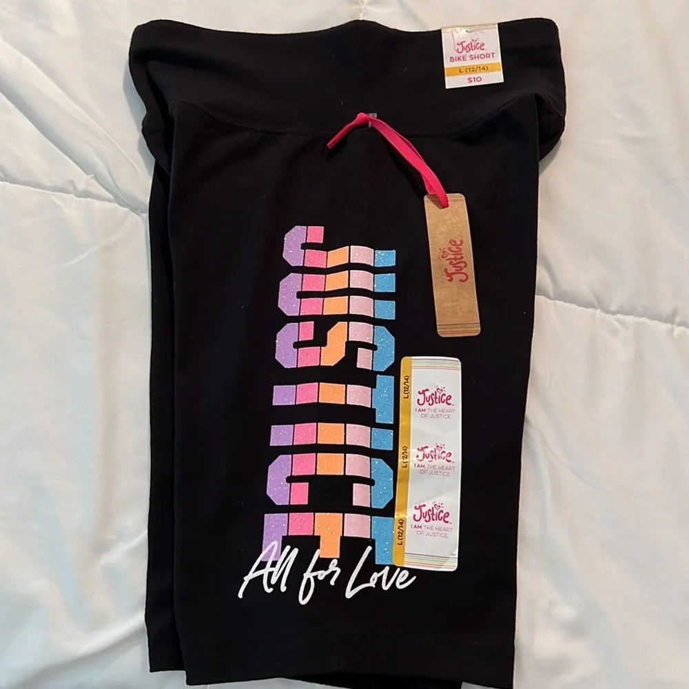Justice EDF Black Bike Shorts Girls
